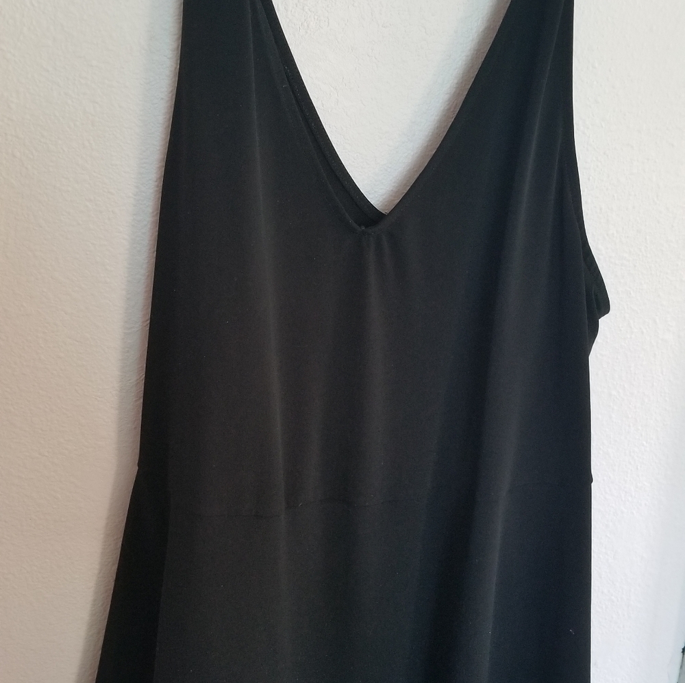 Black studio knit double layer baby doll tank